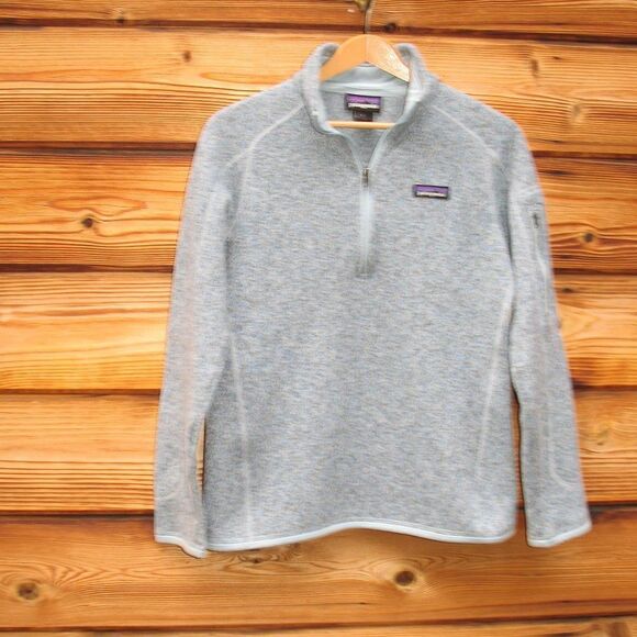 Patagonia Better Sweater 1/4 Zip Pullover Top Light Blue Gray - Picture 2 of 8
